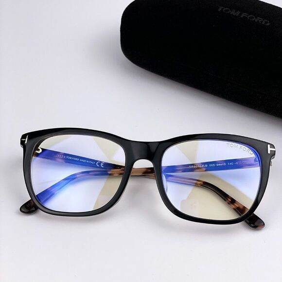 NEW TOM FORD FT5672-B 005 Black/Nude Blue Block Square Women Eyeglasses - Picture 7 of 11